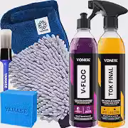 Kit V-Floc Shampoo Neutro Super Concentrado Automotivo + Cera Liquida Protetora Tok Final Vonixx Luva Pano Microfibra