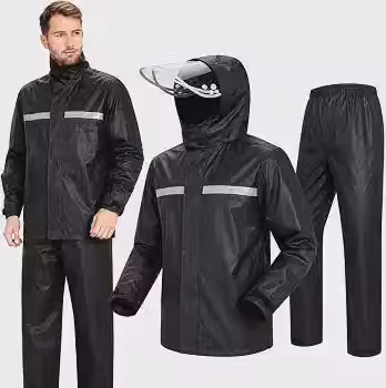 Capa de Chuva para Moto Impermeável com Faixa Refletiva – Conjunto Jaqueta e Calça para Motoboy, Motoqueiro e Ciclista – Proteção contra Chuva Corta Vento – G 160-170cm 40-60kg e XXG 175-180cm 75-90kg
