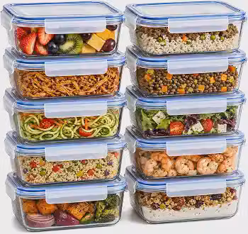 Kit 10 Potes de Vidro Herméticos 640ml com Tampa e 4 Travas | Marmitas Reutilizáveis | Vedação Total | Refratário para Forno, Micro-ondas, Freezer e Geladeira | Livre de BPA