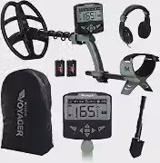 MINELAB Detector de metais X-Terra Voyager profissional para todos os terrenos para adultos, 4 modos de detecção, ID de alvo transparente, telas retroiluminadas, completo com bobina à prova d'água