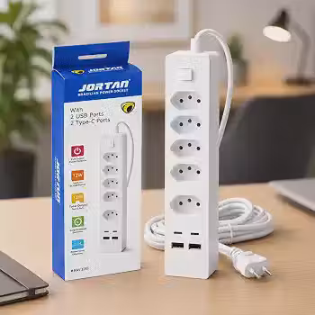 Filtro de Linha 5 Tomadas USB USB-C Proteção Contra Surtos Bivolt 2m