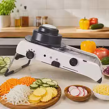 Cortador Fatiador Mandoline 3 em 1 Profissional em Inox Ajuste de Espessura