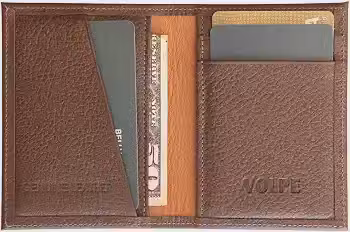 Carteira Masculina Antifurto Proteção RFID Slim Mini Couro Legítimo Cartões Cédulas CNH CIN Loja de Fábrica (Marrom)