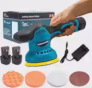 Polidora e Enceradeira sem Fio 12V, Máquina de Polir Automotiva com Bateria de Lítio 1500mAh, 2 Baterias e Carregador, Design Ergonômico, para Carro, Móveis e Superfícies de Aço