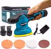 Polidora e Enceradeira sem Fio 12V, Máquina de Polir Automotiva com Bateria de Lítio 1500mAh, 2 Baterias e Carregador, Design Ergonômico, para Carro, Móveis e Superfícies de Aço
