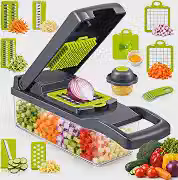 Cortador Fatiador Ralador de Legumes Multifuncional 16 em 1 - Fatiador de Bandolim Máquina Profissional de Cortar Alimentos Cebolas Vegetais Frutas Legumes Premium Hytalux