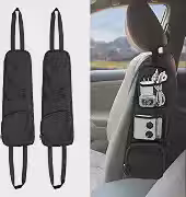 QUICTO Bolsa suspensa para armazenamento de assento de carro, organizador lateral com vários bolsos, bolso de rede de malha multifuncional, pode guardar celular, carteira, óculos, adequado para carros