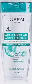 L'Oréal Paris Água Micelar Efeito Matte Solução de Limpeza Facial 5 em 1, 200ml