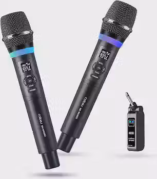 Microfone Sem Fio Universal com Receptor Giratório UHF RGB