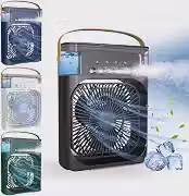 Ventilador Umidificador Portátil de Mesa | Cor Branco, 3 Velocidades, Climatizador, Tanque de Água, Luz LED RGB, Desligamento Automático, Bivolt | Ideal para Casa, Escritório, Viagens | Marca Layed®