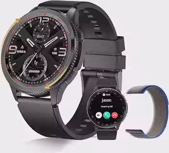 PEJE Revo Smartwatch AMOLED, Aro Giratório, Chamadas 2Pulseiras e 123 Modos