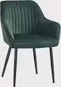SONGMICS Cadeira para Sala de Jantar, Poltrona de Cozinha, Cadeira Estofada com Braços, Assento em Veludo, Pernas de Metal, Suporta até 120 kg, Verde e Preto Tinta BRLDC087C01