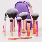 Kit 10 Pincéis de Maquiagem com Estojo Cerdas Sintéticas Macias, Portátil e Completo para Base, Pó, Blush, Corretivo e Sombras – Travel Size Ideal para Presente, Uso Diário e Adolescentes