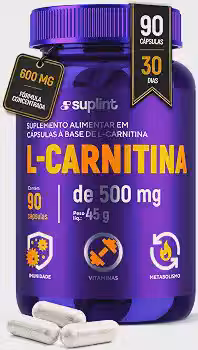 L-Carnitina 600mg por Porção em Cápsulas – Sem Glúten – 90 Cápsulas