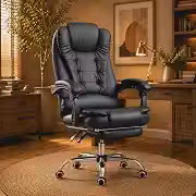 Cadeira de Escritório Ergonômica Presidente com Apoio de Pés Preta