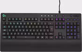 Teclado Gamer Logitech G213 com Layout ABNT2, RGB LIGHTSYNC, Controles de Mídia Dedicados, Design Durável e Resistente à Respingos