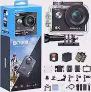 AKASO Câmera de ação EK7000 4K30FPS 20MP Ultra HD câmera subaquática 170 graus grande angular 98FT à prova d'água suporta microfone externo