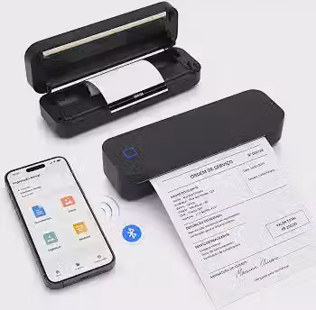 Impressora Térmica Portátil Sem Fio Sem Tinta, Suporta Papel Térmico 8,5x11', Conexão Bluetooth, Compatível com Ios, Android e Notebook, Ideal para Casa, Escritório e Impressão de Comprovantes