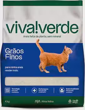 Viva Verde Areia Higiênica Biodegradável para Gatos Grãos Finos 4kg