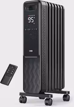 Dreo - Radiador com enchimento de óleo de 1500 W, aquecedores radiantes elétricos para uso interno, sala grande com controlo remoto, bloqueio para crianças, 4 modos, proteção contra