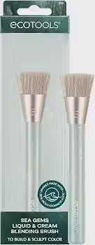 EcoTools Pincel de maquiagem líquido e creme Sea Gems, base, contorno e blush para cobertura suave e montável, design sustentável, vegano e livre de crueldade, 1 unidade