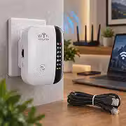 Extensor de Sinal WiFi 300Mbps com Porta Ethernet, Repetidor e Amplificador de Internet Sem Fio, Booster de Alcance para Casa, Cobertura até 3000m² e 35 Dispositivos, Fácil Configuração, 110V/220V