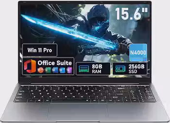 Notebook 15,6' com Win 11 Pro, Laptops com 8 GB de RAM, SSD de 256 GB, Office 365, Tela 100% sRGB, Processador N4000, Notebook, WiFi Dual Band 5, BT4.2, USB-A, HDMI, Tela FHD