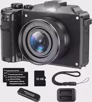 Câmera Fotográfica Digital 4K 64MP Retrô Zoom 18x Wi-Fi para Vlog e Viagens