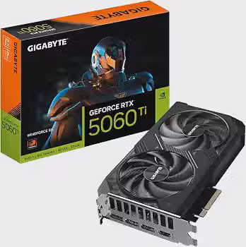 Gigabyte Placa de vídeo GeForce RTX 5060 Ti WINDFORCE 8G - 8GB GDDR7, 128bit, PCI-E 5.0, 2572MHz Core Clock, 3 x DisplayPort, 1 x HDMI, GV-N506TWF2-8GD