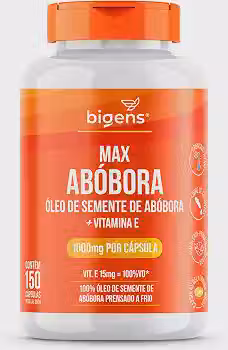 Bigens Max Abóbora, Óleo de Semente de Abóbora Com Vit E, 150 Cápsulas