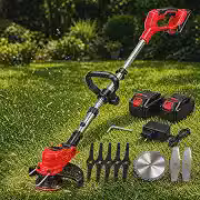 Roçadeira Elétrica Profissional Sem Fio 21V Aparador de Grama Cortador de Grama a Bateria de Lítio Portátil Cabeça Giratória 360° Alça Extensível 91 a 125cm- JadeVic