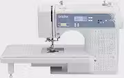 Brother XR9550 Máquina de costura e acolchoamento, computadorizada, 165 pontos embutidos, visor LCD, mesa larga, 8 pés de prensa incluídos, 51 x 30 cm, branca