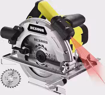 DESOON Serra Circular Profissional 1800w Real 7.1/4' 5500RPM Motor De Cobre Puro Com Laser E Guia - Corte Preciso 65mm Base Em Aço Robusta