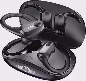 Lenovo Fone de Ouvido Sem Fio Original XT80 Esportes Fones de Ouvido Sem Fio HiFi Bluetooth 5.3 Fones de Ouvido Jogo Baixo com Mic Fone Bluetooth Redução de Ruído Earhooks XT80 preto