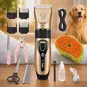 Kit Tosa Pet + Escova a Vapor para Cães e Gatos | Máquina Silenciosa Sem Fio com Acessórios + Escova com Vapor Quente | Remove Pelos, Desembaraça e Hidrata | Ideal para Banho e Cuidados - Linha Premium