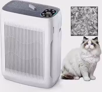 Purificador de Ar, Purificador de Ar com Filtro Hepa até 2500 Pés Quadrados,4 Velocidades do Ventilador,Monitor de qualidade do ar PM2.5 (branco)