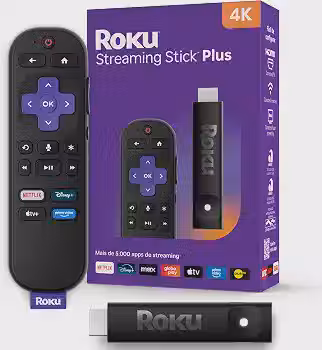 Roku Streaming Stick Plus 4K | Dispositivo de streaming para TV 4K com controle remoto por comando de voz compatível com Alexa, Siri e Google