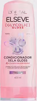 L'Oréal Paris Elseve Glycolic Gloss Condicionador Sela Gloss, Fórmula com pH Ácido e Ácido Glicólico, Combate a Porosidade, Sela as Cutículas e Alinha os Fios, 400ml