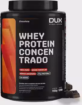 DUX HUMAN HEALTH Whey Protein Concentrado 900g Chocolate – 23g de Proteína e 5g de BCAAs por Porção