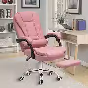Cadeira de escritório presidente, cadeira de home office com apoio para os pés e encosto ajustável(Rosa)