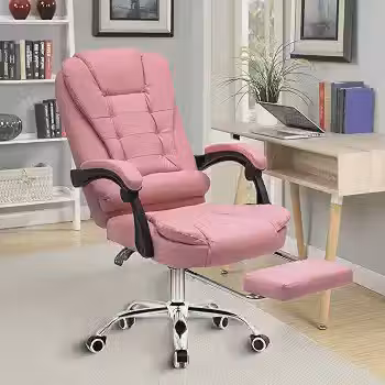 Cadeira de escritório presidente, cadeira de home office com apoio para os pés e encosto ajustável(Rosa)