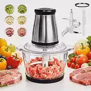 Picador de Alimentos Elétrico com Moedor de Carne e Vegetais, Motor de Cobre 450W, Tigela de 3L – Processador Multifuncional para Cozinha, Corte e Trituração Rápida,Plugue Europeu,220V