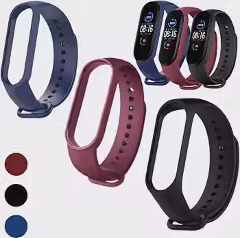 Kit 3 Pulseiras Para Smartband MI Band 5 6 7 Preta,Azul e Vinho Marsala com Pino Resistente