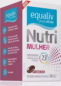 EQUALIV Nutri Mulher - Suplemento Alimentar em Cápsulas - Energia e Bem-estar - Multivitamínico Completo - Complexo B, Vitamina C, Ferro e Magnésio, 60 Cápsulas Gel