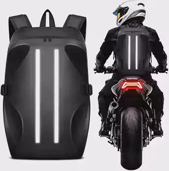 Mochila de motocicleta com bolsos laterais, mochila impermeável para capacete, refletiva de grande capacidade para homens e mulheres