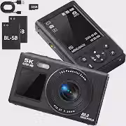 Câmera Digital 5K Ultra HD 80MP Duas Telas Selfie WiFi Fotografia e Vídeo