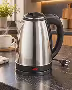 Chaleira Elétrica 1,8 Litros 220V 1200W em Aço Inox, Base Giratória 360°, Desligamento Automático, Proteção Contra Superaquecimento e Luz Indicadora