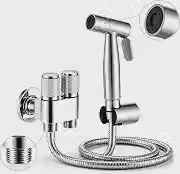 Ducha Higiênica Luxo Com Registro Dupla Saída De Água Aço Inoxídavel Mangueira 1,5m Fluxo Potente