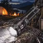 Lanterna Tática LED T9 Recarregável 1200 Lúmens com Zoom Ajustável, 3 Modos de Iluminação, Lanterna Potente de Longo Alcance para Camping, Trilhas, Emergências, Trabalho e Uso Profissional