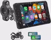 Central Multimídia MP5 para Moto 4.7' com Tela Touch Portátil – CarPlay e IOS Android Auto, Bluetooth, à Prova d’Água, GPS, USB, Áudio Veicular